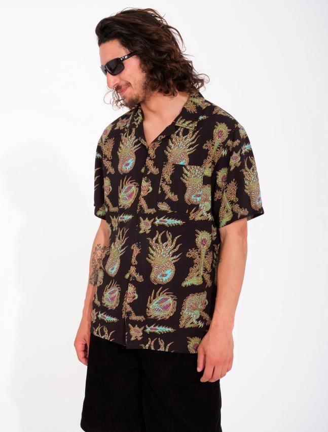 Man VOLCOM Tetsunori Shirt BLACK - 2