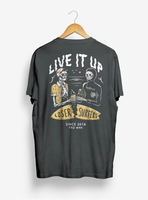 LOOSER SURFERS T-Shirt Live it Up Grey - 2