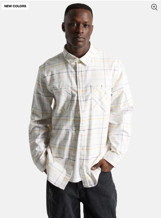 Men's BURTON Favorite Flannel Long Sleee Shirt WHITE WINDOWPANE - 1